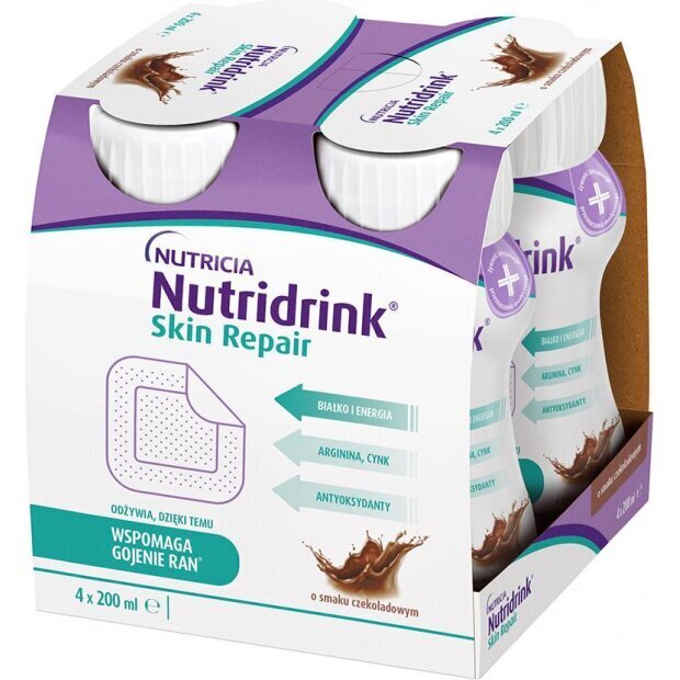 Nutridrink Skin Repair o smaku czekoladowym 4 butelki po 200ml | drogeria-zdrowie.com.pl