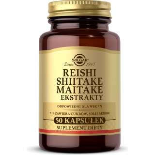 SOLGAR Reishi Shiitake Maitake ekstrakty 50 kapsułek