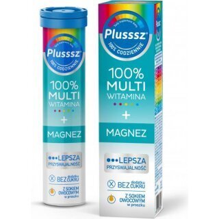 Plusssz 100% Multiwitamina + Magnez 20 tabletek musujących