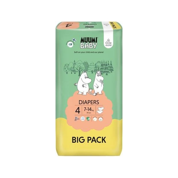 MUUMI BABY Pieluszki 4 - ekologiczne BIG PACK 69 sztuk | drogeria-zdrowie.com.pl