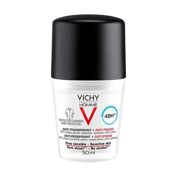 VICHY HOMME 48h Antyperspirant przeciw plamom, 50 ml | drogeria-zdrowie.com.pl