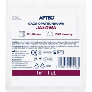Gaza opatrunkowa jałowa 1m2 APTEO 1 sztuka