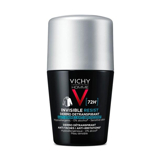 VICHY HOMME Invisible Resist antyperspirant przeciw śladom kulka, 50 ml | drogeria-zdrowie.com.pl