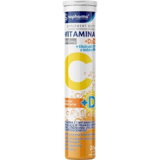 Witamina C 1000 + D3 Sopharma o smaku imbirowym 20 tabletek musujących