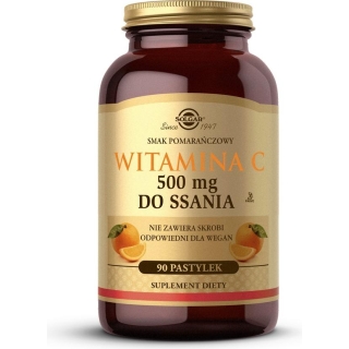 SOLGAR Witamina C 500 mg do ssania smak pomarańczowy 90 sztuk