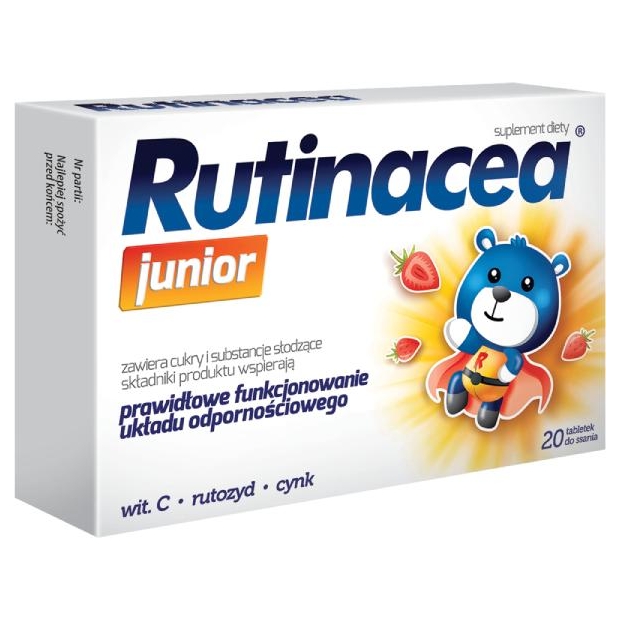 RUTINACEA JUNIOR, tabletki do ssania, 20 sztuk | drogeria-zdrowie.com.pl