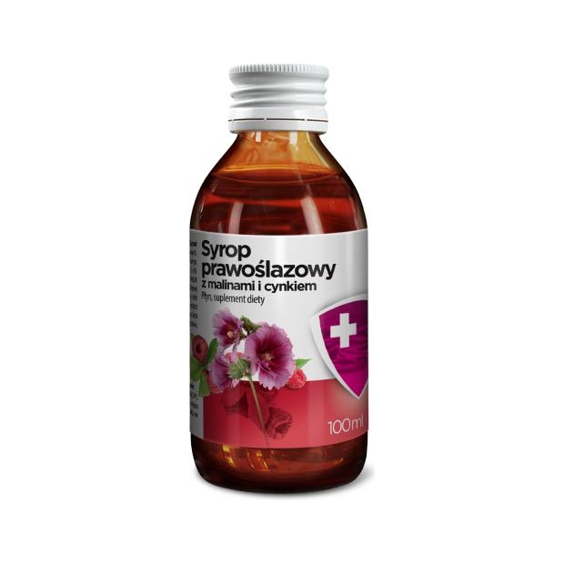 AFLOFARM Syrop prawoślazowy z malinami i cynkiem, 100 ml | drogeria-zdrowie.com.pl