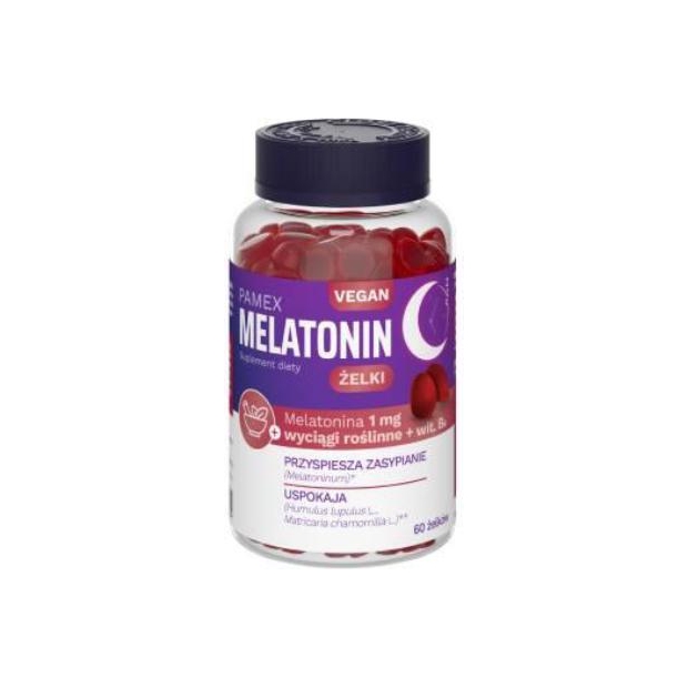 PAMEX Melatonin żelki na uspokojenie i lepszy sen, 60 sztuk | drogeria-zdrowie.com.pl