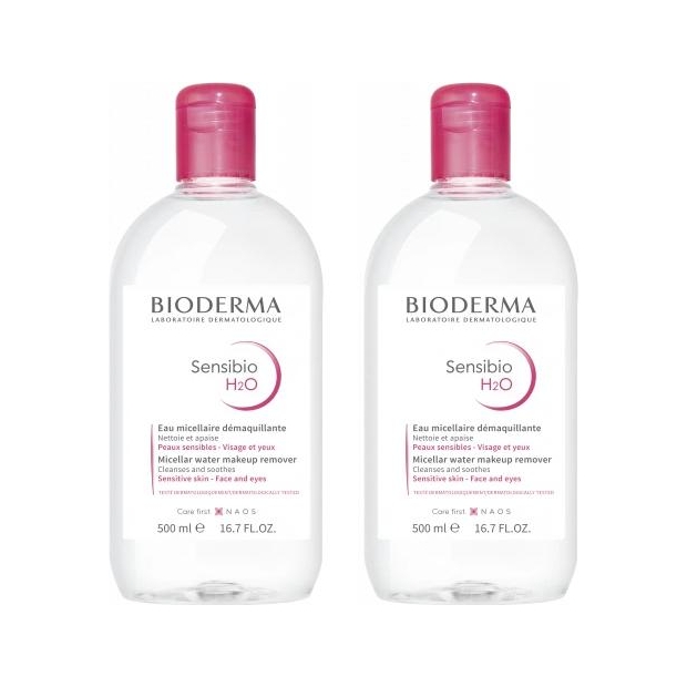 2 x BIODERMA SENSIBIO H2O Woda micelarna do demakijażu, 500 ml | drogeria-zdrowie.com.pl