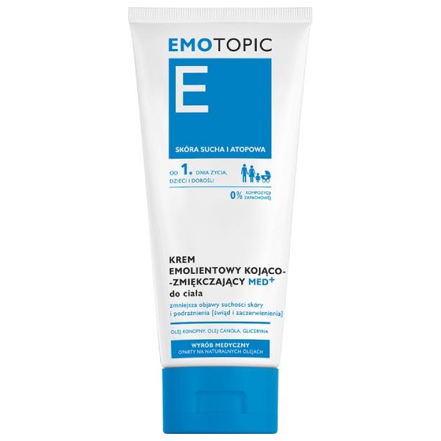 EMOTOPIC Med+ Krem do ciała kojąco-zmiękczający emolientowy, 200 ml | drogeria-zdrowie.com.pl