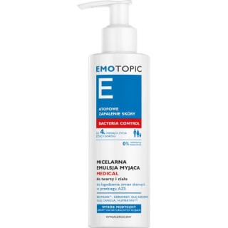 EMOTOPIC Bacteria Control Emulsja micelarna myjąca do twarzy, 190 ml