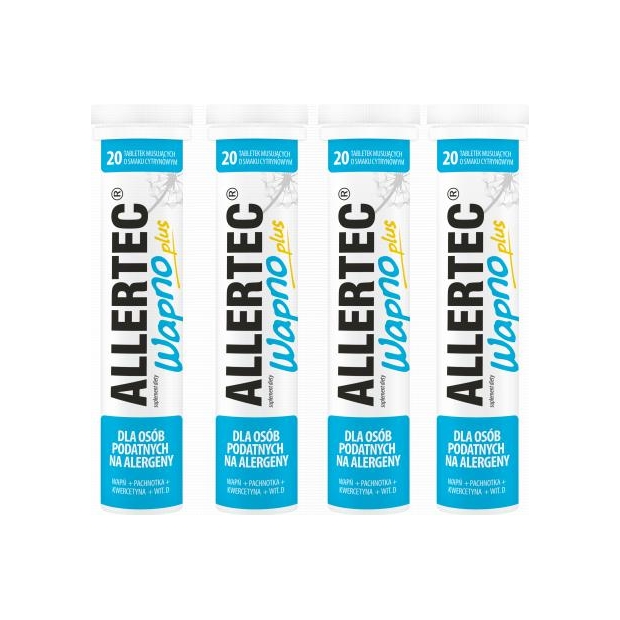 4 x Allertec wapno plus 20 tabletek musujących | drogeria-zdrowie.com.pl