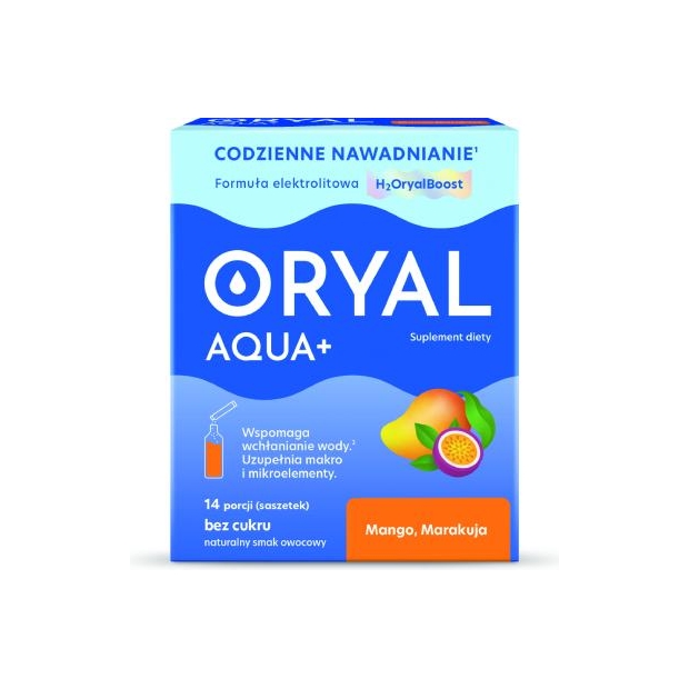 ORYAL Aqua+ mango marakuja, 14 saszetek | drogeria-zdrowie.com.pl