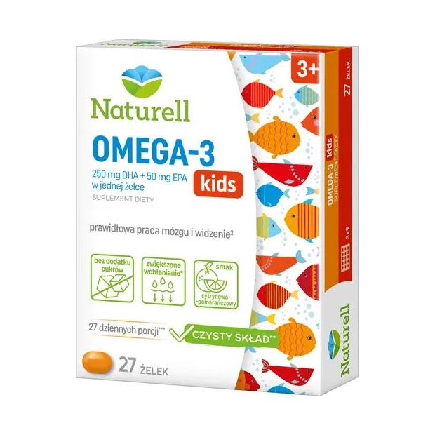 NATURELL Omega-3 kids żelki, 27 sztuk | drogeria-zdrowie.com.pl