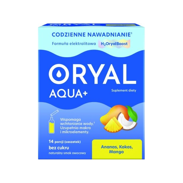 ORYAL Aqua+ ananas, kokos, mango, 14 saszetek | drogeria-zdrowie.com.pl