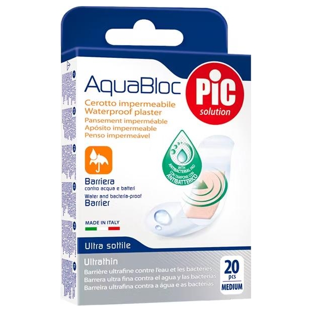 PIC Aquabloc plaster antybakteryjny średni, 20 sztuk | drogeria-zdrowie.com.pl