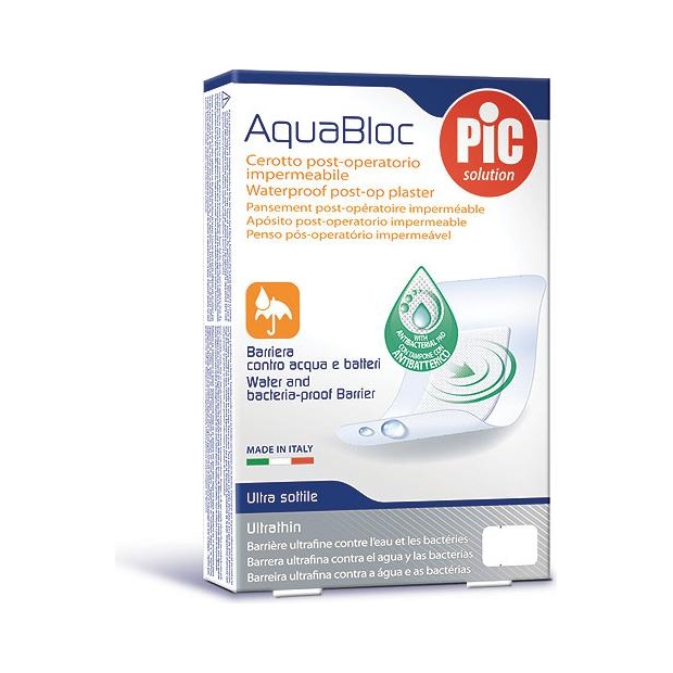 PIC Aquabloc plaster pooperacyjny antybakteryjny 5x7cm, 5 sztuk | drogeria-zdrowie.com.pl
