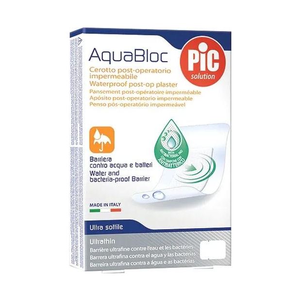 PIC Aquabloc Plaster pooperacyjny antybakteryjny 10x8 cm 5 sztuk | drogeria-zdrowie.com.pl