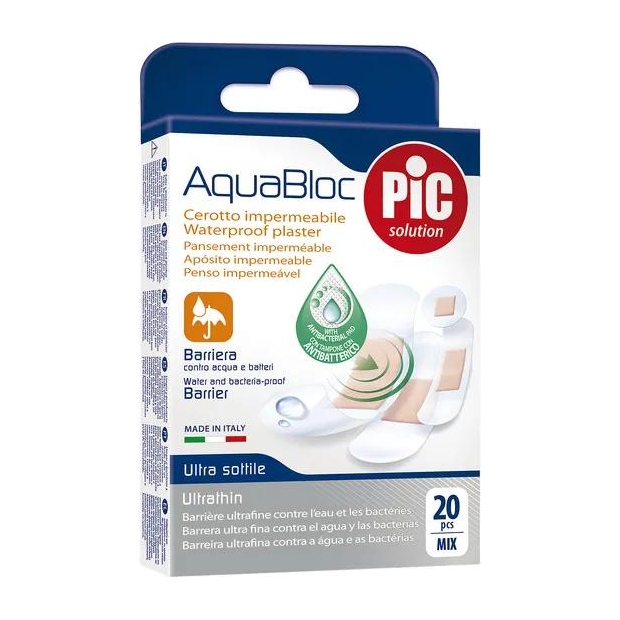 PIC Aquabloc Mix plaster antybakteryjny, 20 sztuk | drogeria-zdrowie.com.pl