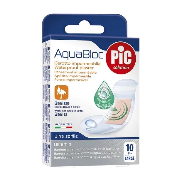 PIC Aquabloc plaster antybakteryjny duży 72x25mm, 10 sztuk | drogeria-zdrowie.com.pl