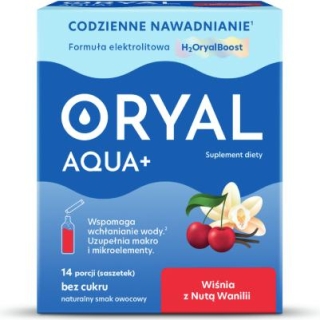 ORYAL Aqua + wiśnia z nutą wanilii elektrolity, 14 saszetek