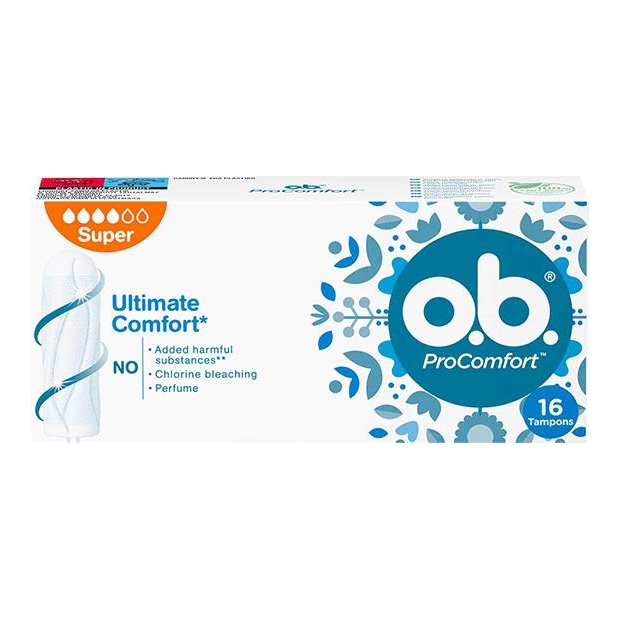 O.B. Tampony ProComfort higieniczne super, 16 sztuk | drogeria-zdrowie.com.pl