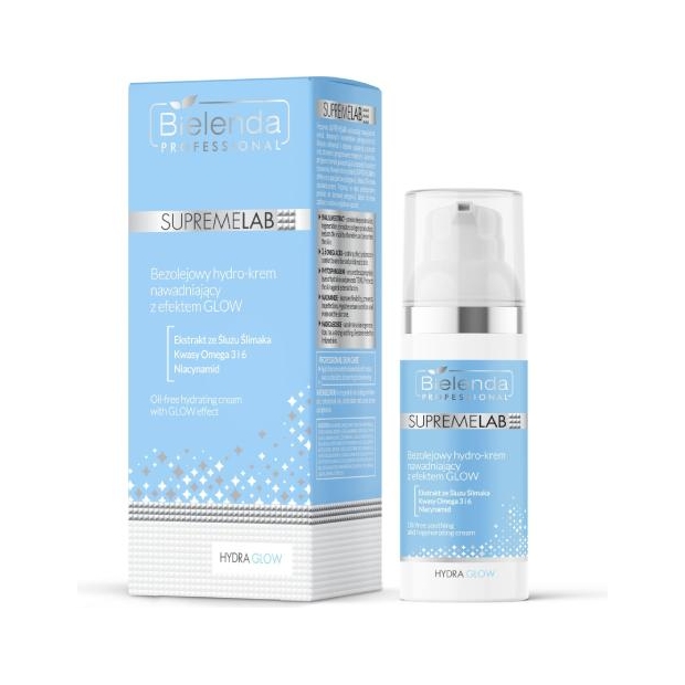 BIELENDA Professional SupremeLab Hydra Glow Hydro-krem nawadniający z efektem glow bezolejowy, 50 ml | drogeria-zdrowie.com.pl