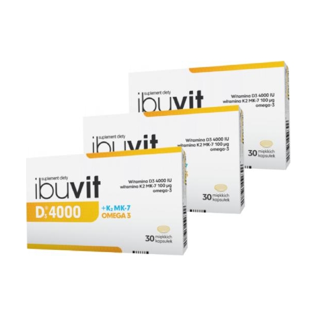 3 x Ibuvit D3 4000 + K2 MK-7 Omega3 30 kapsułek | drogeria-zdrowie.com.pl