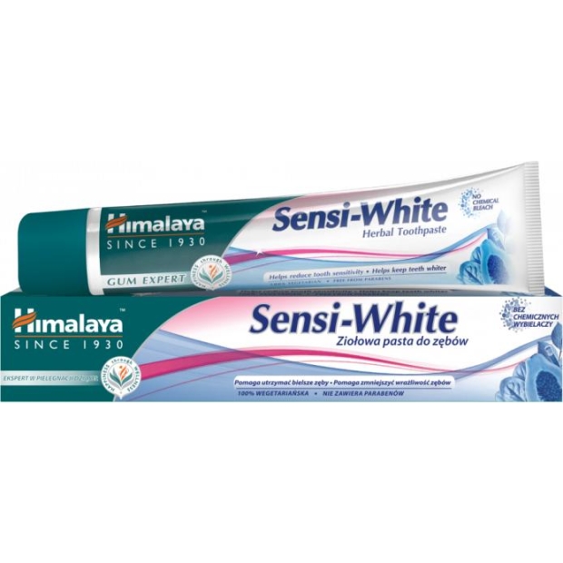 HIMALAYA Ziołowa pasta wybielająca na wrażliwe i krwawiące dziąsła Sensi-White, 75 ml | drogeria-zdrowie.com.pl