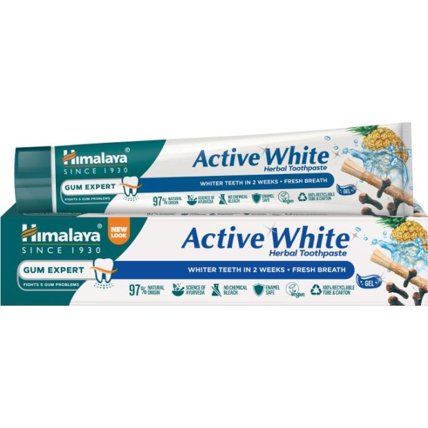 HIMALAYA Ziołowa pasta wybielająca w żelu Active White, 75 ml | drogeria-zdrowie.com.pl