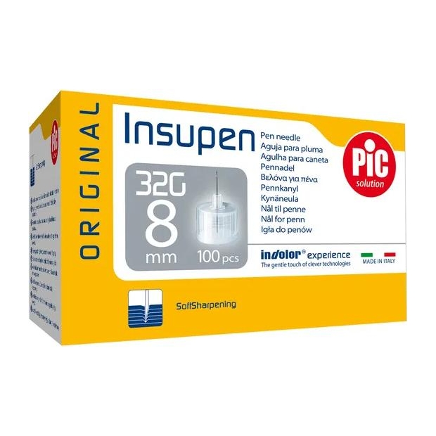 PIC Insupen Original Igły do penów insulinowych 32G 8 mm 100 sztuk | drogeria-zdrowie.com.pl