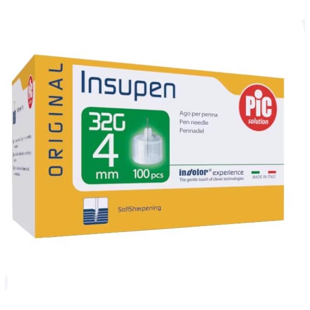 PIC Insupen Original Igły do penów insulinowych 32G 4 mm 100 sztuk | drogeria-zdrowie.com.pl
