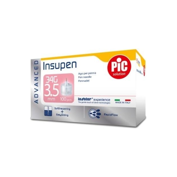 PIC Insupen Advanced Igły do pen insulinowych 34G 3,5mm 100 sztuk | drogeria-zdrowie.com.pl