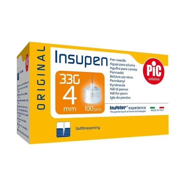 PIC Insupen Original Igły do penów 33G 4mm 100 sztuk | drogeria-zdrowie.com.pl