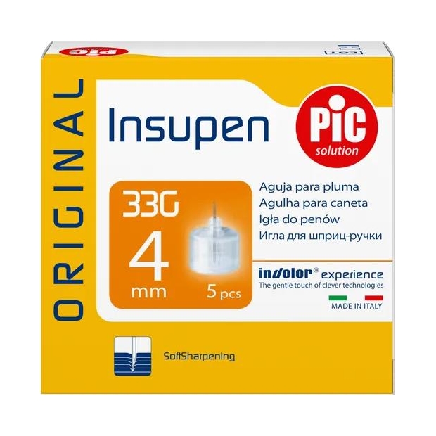 PIC Insupen 33G 4mm igły do penów 5 sztuk | drogeria-zdrowie.com.pl