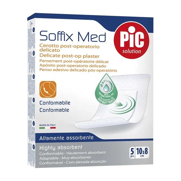 PIC Soffix Med Plaster pooperacyjny antybakteryjny 10 x 8cm 5 sztuk | drogeria-zdrowie.com.pl