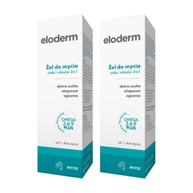 2 x Eloderm Żel do mycia ciała i włosów 2w1, 200 ml | drogeria-zdrowie.com.pl
