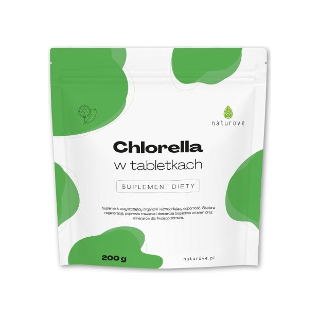 Chlorella w tabletkach naturove, 200 g | drogeria-zdrowie.com.pl