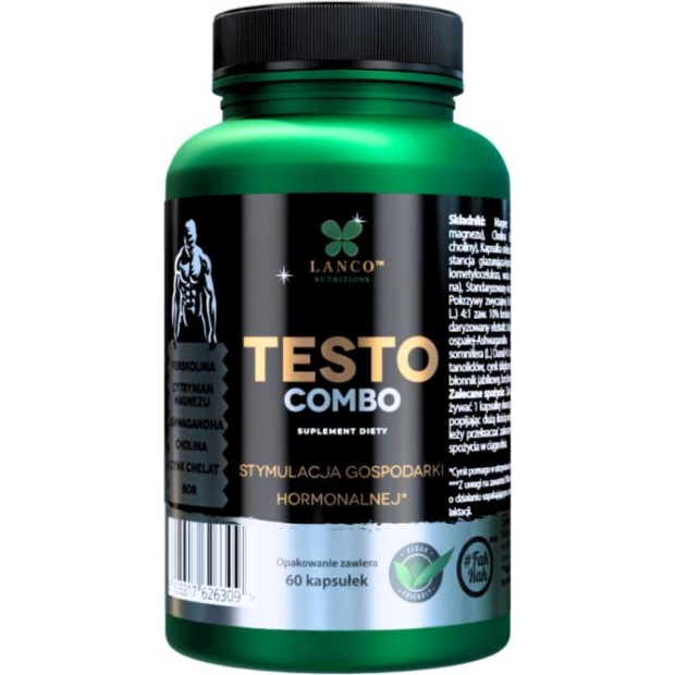 Testo Combo - naturalne ekstrakty na podniesienie testosteronu, 60 kapsułek | drogeria-zdrowie.com.pl