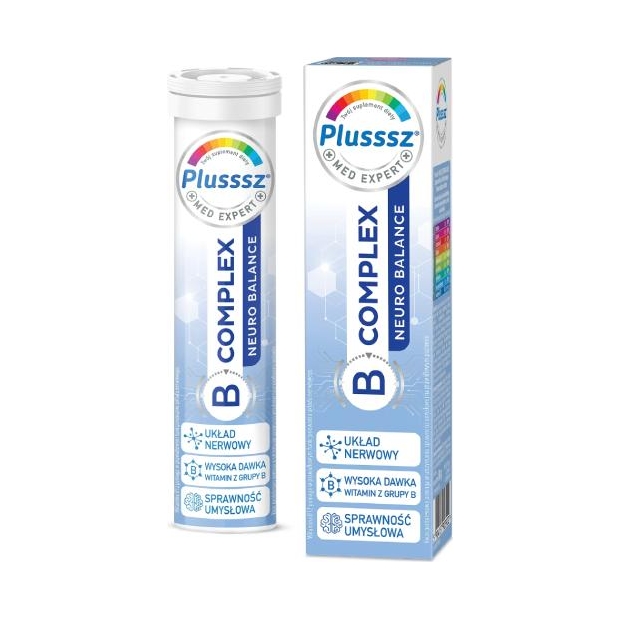 PLUSSSZ B-Complex Neuro Balance, 20 tabletek musujących | drogeria-zdrowie.com.pl