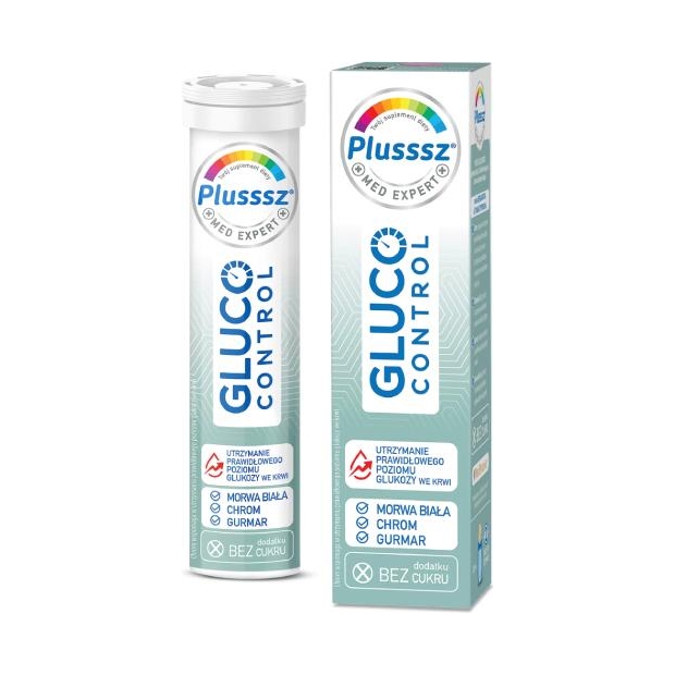 PLUSSSZ Gluco Control, 20 tabletek musujących | drogeria-zdrowie.com.pl