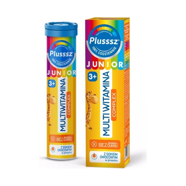 Plusssz Junior Multiwitamina Complex, 20 tabletek musujących | drogeria-zdrowie.com.pl