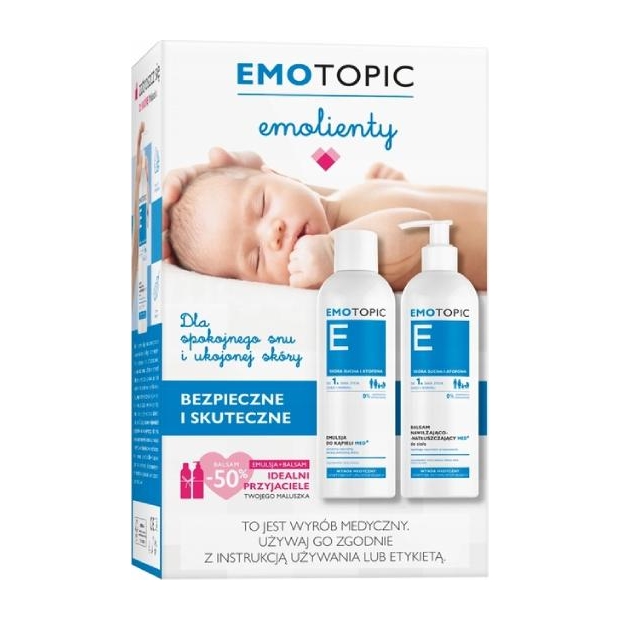 EMOTOPIC Med+ Zestaw Emulsja do kąpieli + Balsam nawilżająco-natłuszczający, 400 ml + 400 ml | drogeria-zdrowie.com.pl