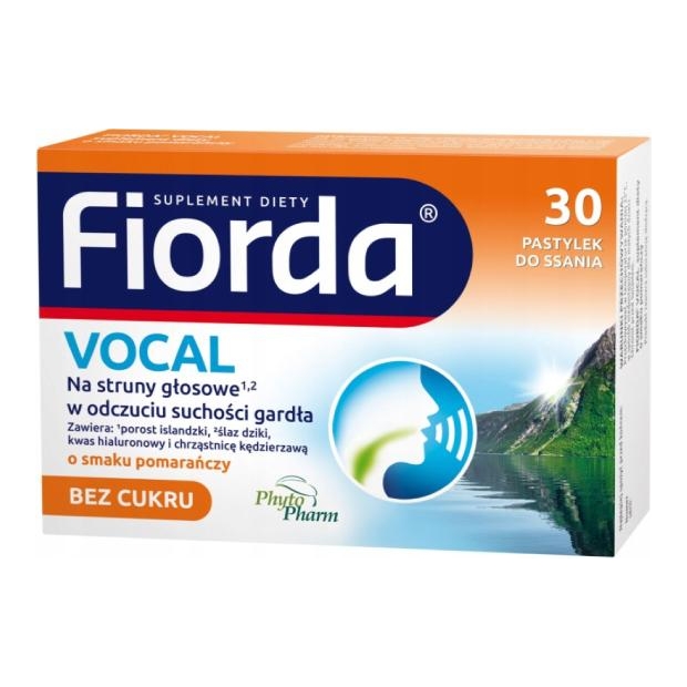 FIORDA Vocal o smaku pomarańczowym, 30 pastylek do ssania | drogeria-zdrowie.com.pl