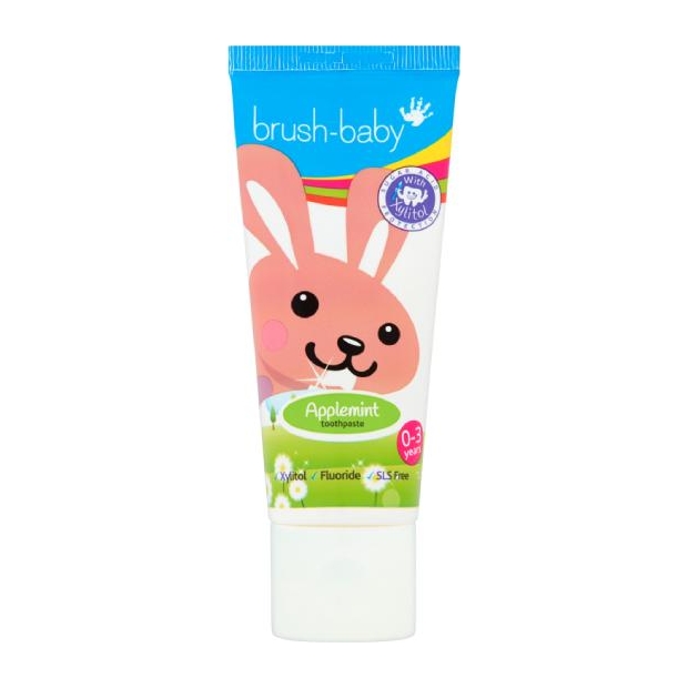 BRUSH-BABY Pasta do mycia zębów dla dzieci jabłkowo-miętowa 0-3 lat, 50 ml | drogeria-zdrowie.com.pl