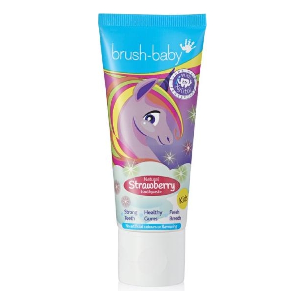 BRUSH-BABY Pasta do zębów Unicorn dla dzieci truskawkowa 3+, 50 ml | drogeria-zdrowie.com.pl