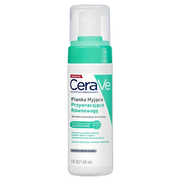 CERAVE Pianka myjąca przywracająca równowagę dla skóry normalnej i mieszanej, 473 ml | drogeria-zdrowie.com.pl