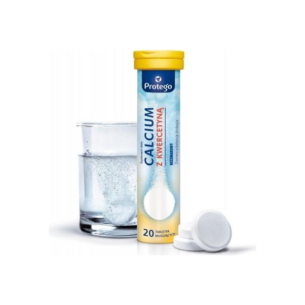 PROTEGO Calcium Z Kwercetyną, 20 tabletek musujących | drogeria-zdrowie.com.pl