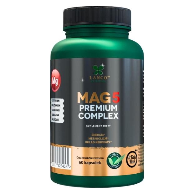 LANCO NUTRITIONS MAGNEZ Mag5 Premium Complex, 60 kapsułek | drogeria-zdrowie.com.pl
