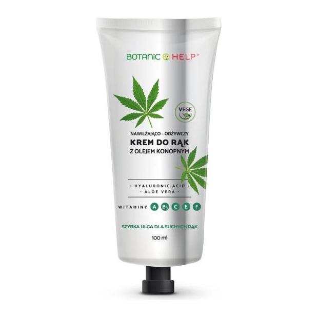 BOTANIC HELP Krem do rąk nawilżająco-odżywczy z olejem konopnym, 100ml | drogeria-zdrowie.com.pl